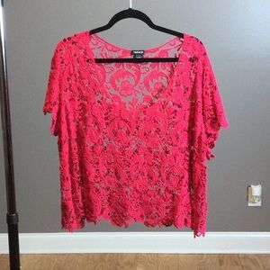 18 (Size 2) Torrid Red Lace Overlay Top